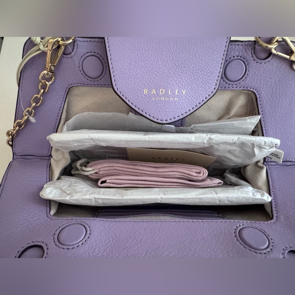 NWT Radley London leather clutch purse with chain. - Picture 7 of 12